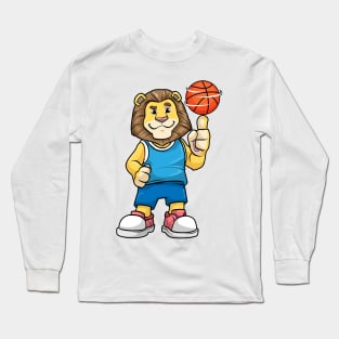 Lion as basketball player with a basketball Long Sleeve T-Shirt